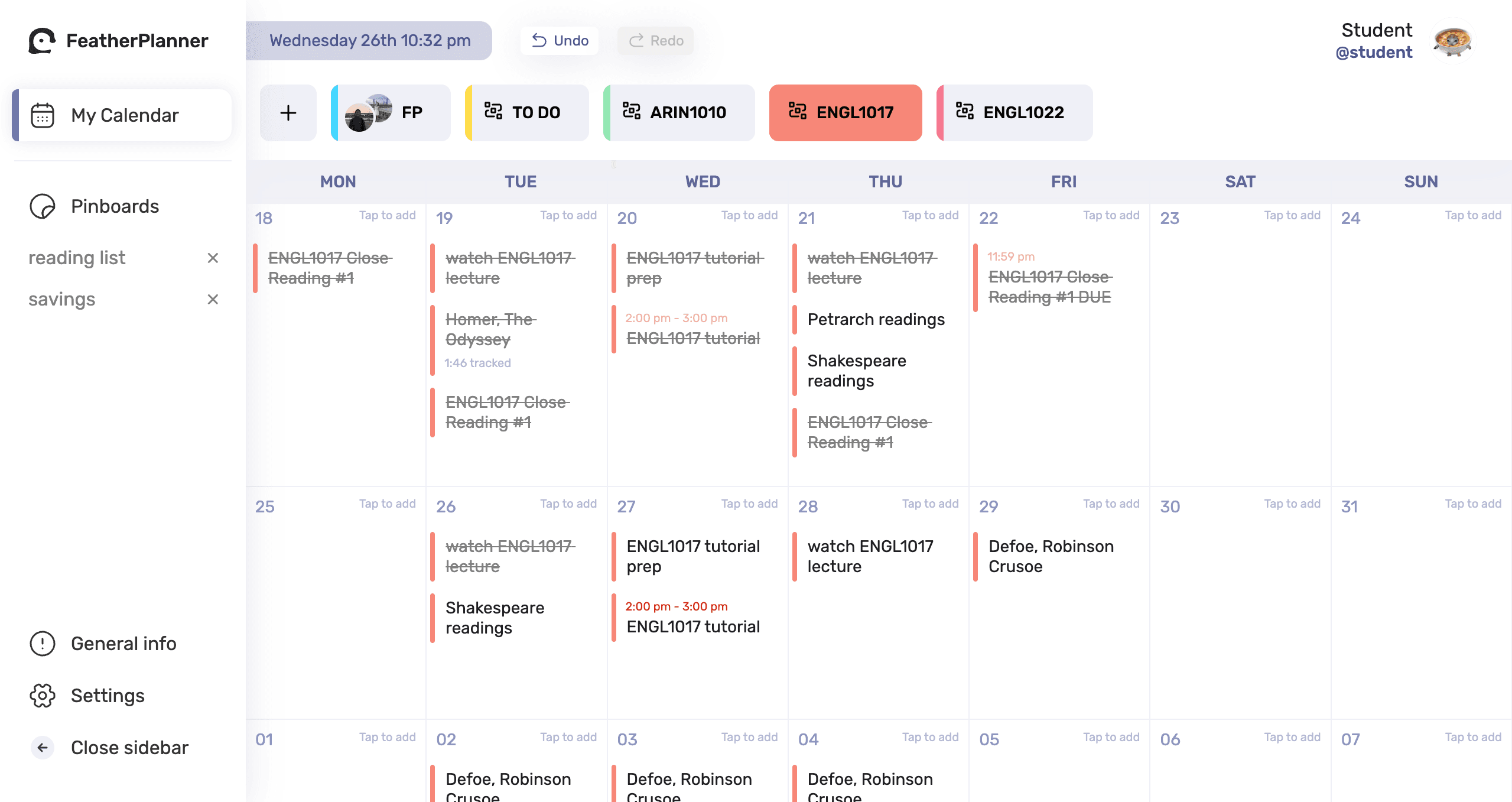 Routes feature of FeatherPlanner